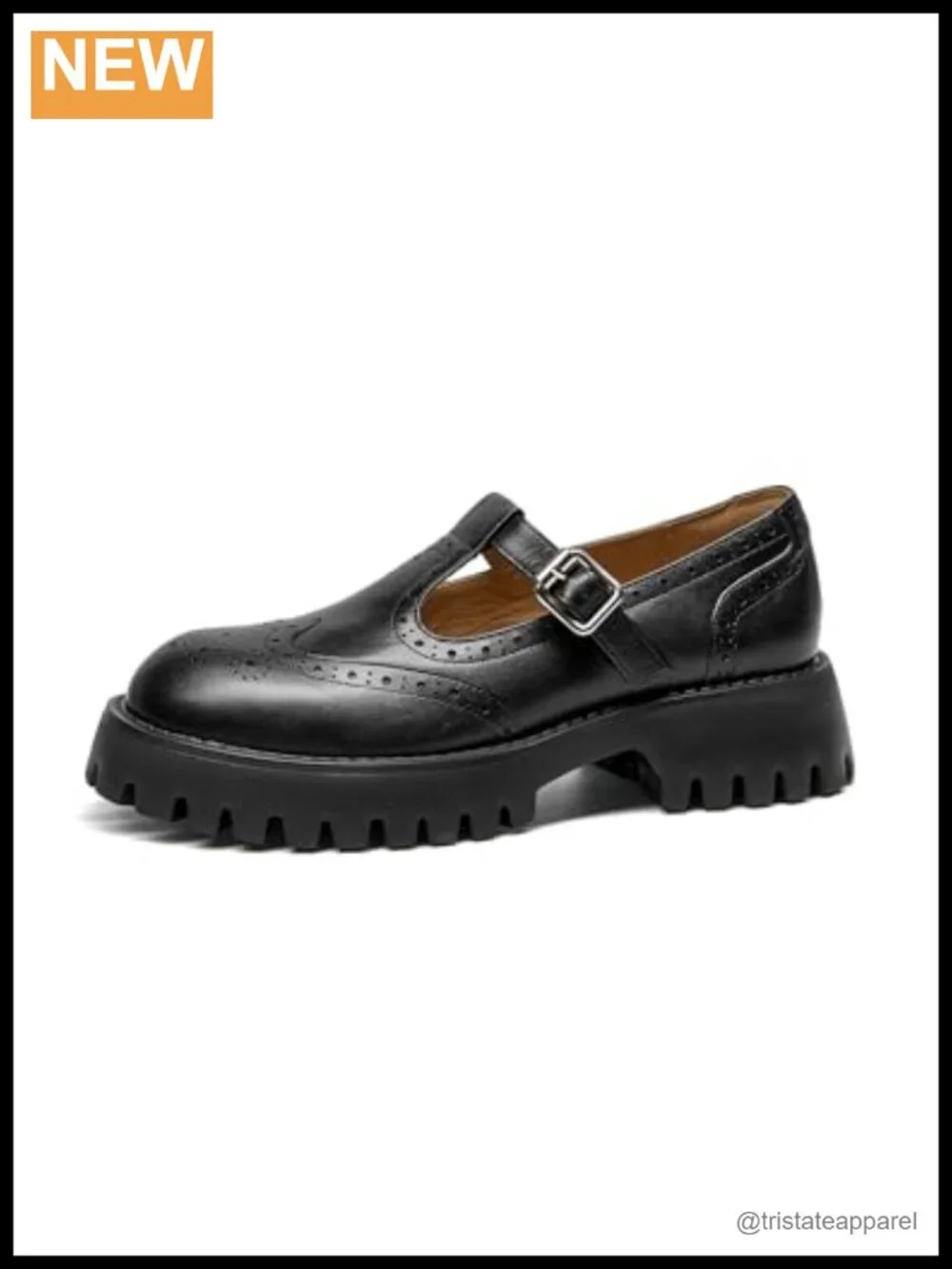 Oil-Waxed Lambskin Platform T-Strap Mary Jane Oxfords Wingtip Brogue